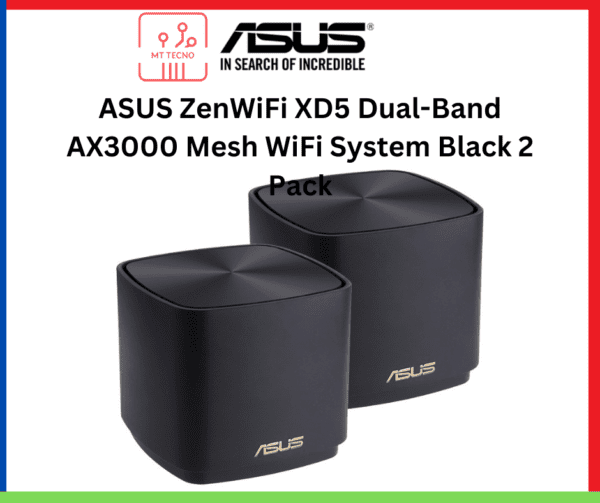 ASUS ZenWiFi XD5 Dual-Band AX3000 Mesh WiFi System Black 2 Pack