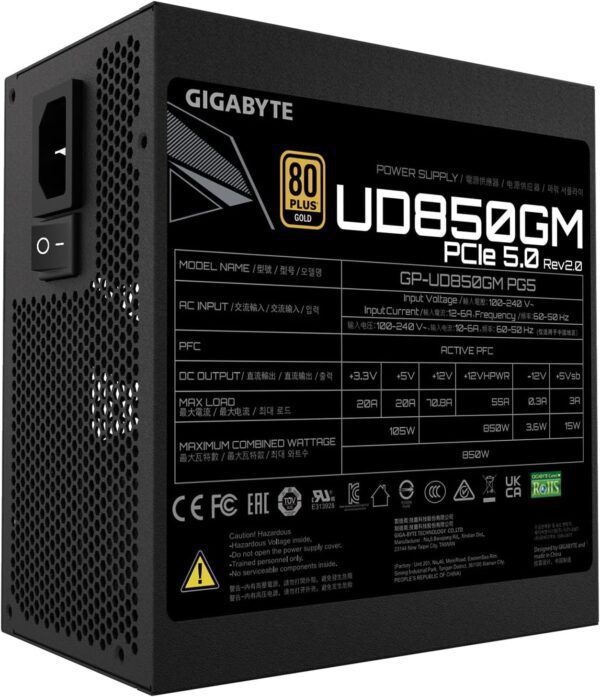 Gigabyte UD850GM PG5 ATX 850W 80 Plus Gold Full Modular Power Supply