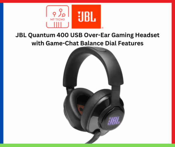 JBL Quantum 400 USB Over-Ear Gaming Headset with Game-Chat Balance Dial Features