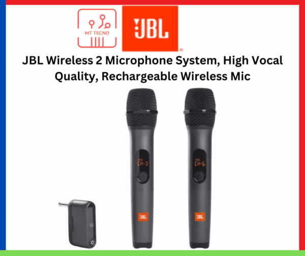 JBL Wireless 2 Microphone System, High Vocal Quality, Rechargeable Wireless Mic