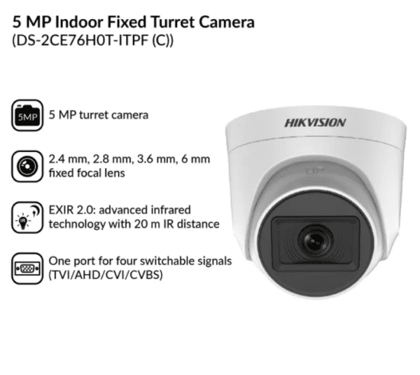 5MP Indoor Fixed Turret Camera | DS-2CE76H0T-ITPF (C)