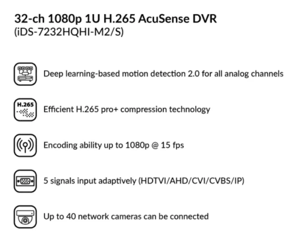 32-ch 1080p 1U H.265 AcuSense DVR | iDS-7232HQHI-M2/S(E)