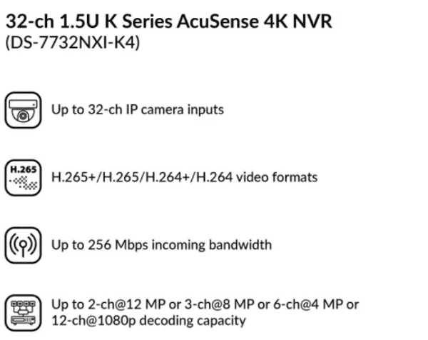 32-ch 1.5U K Series AcuSense 4K NVR | DS-7732NXI-K4