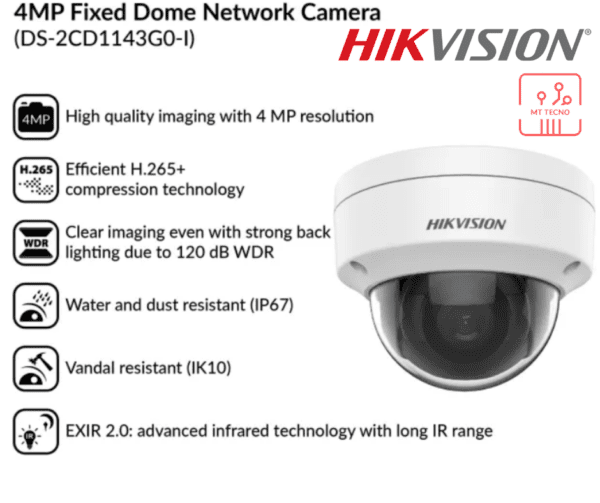 4MP Fixed Dome Network Camera | DS-2CD1143G0-I